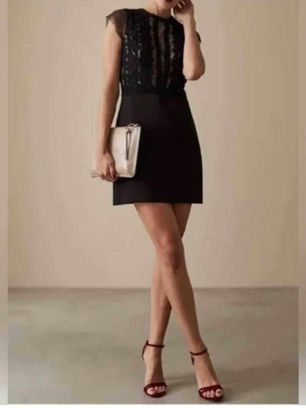 GUC Reiss black Veriana Lace Mini Dress |size 6|